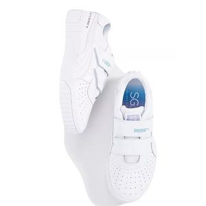 Puma Cali white Velcro sneakers pink logo